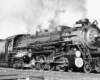 Side view of a clean 4-8-4 steam locomotive.