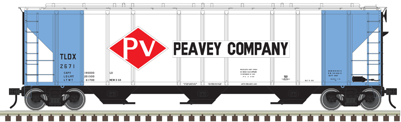 Atlas O Peavey Co. Pullman-Standard 4,427-cubic-foot capacity low-side three-bay covered hopper