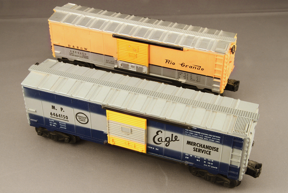 Lionel Rio Grande and Missouri Pacific 6464 boxcars], tends to attract attention