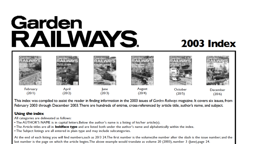 GRW index 2003 screenshot