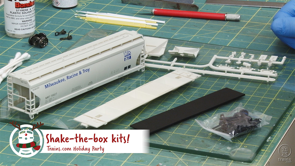 an unassembled freight car kit
