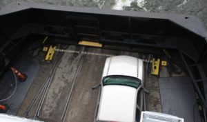 Railcar ferry tracks