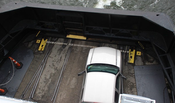 Railcar ferry tracks