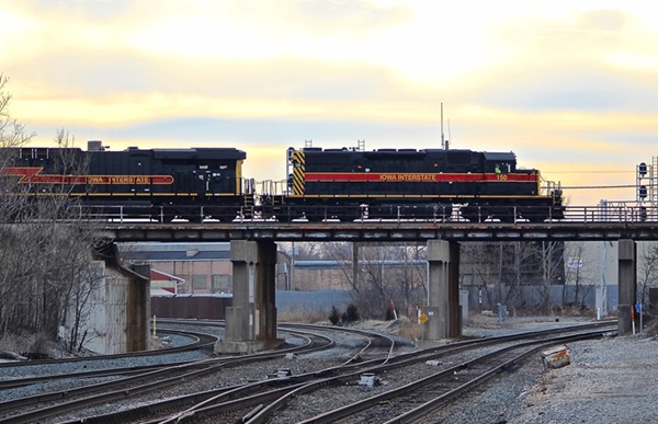 Train passing over a bridge