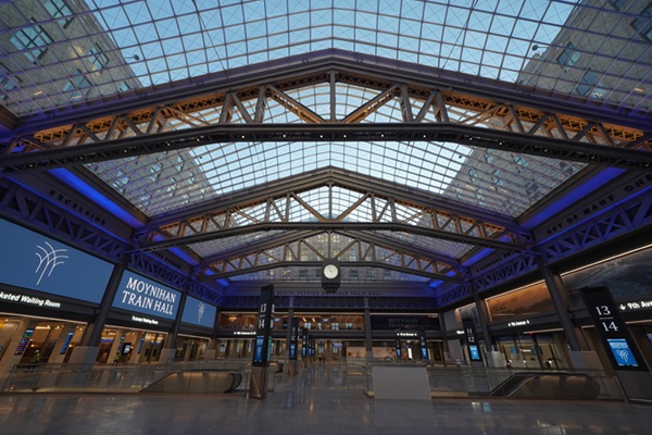 A skylight in a train hall