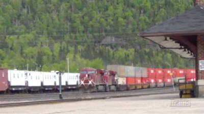 Canadian Pacific Railway on the shore of Lake Superior