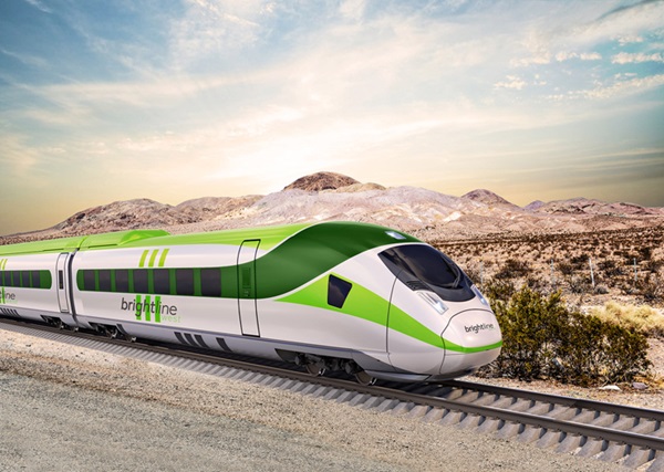 Rendering of green and white high speed train