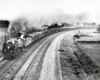 Steam locomotive with freight train