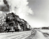 Steam locomotive with freight train