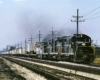 Road-switcher diesel locomotives with freight train