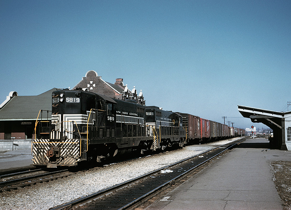 Road-switcher diesel locomotives with freight train