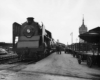 Pacific 606 with New York–Whitehall, N.Y., train 5 at Albany Union Station, late 1940s; tower in background is D&H headquarters.