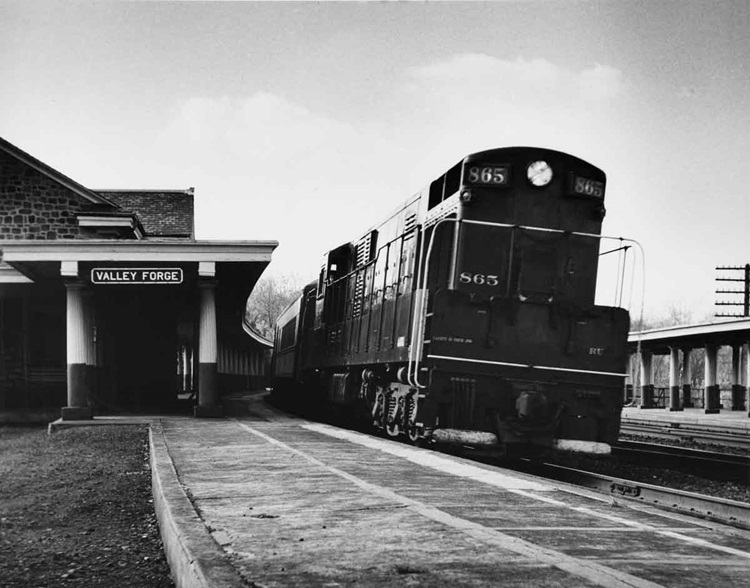 Fairbanks-Morse H24-66 Train Master with Pottsville–Philadelphia King Coal at Valley Forge, fall 1956.