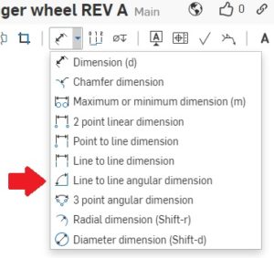 Line to line angular dimension