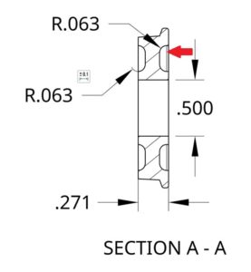 Section view inside dimensions