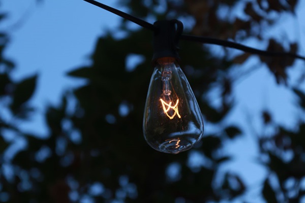 Close up of lit string light