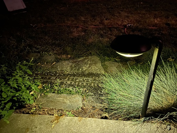 Solar garden light in the dark