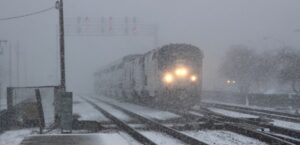 Train in the snow