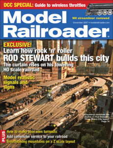 Model Railroader December 2007 cover featuring Rod Stewart's model railroad.