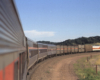 View from an Amtrak passenger train of the train's tail.