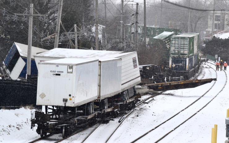 A Union Pacific intermodal train derailed early Saturday morning in Normal, Ill. Mike Matejka