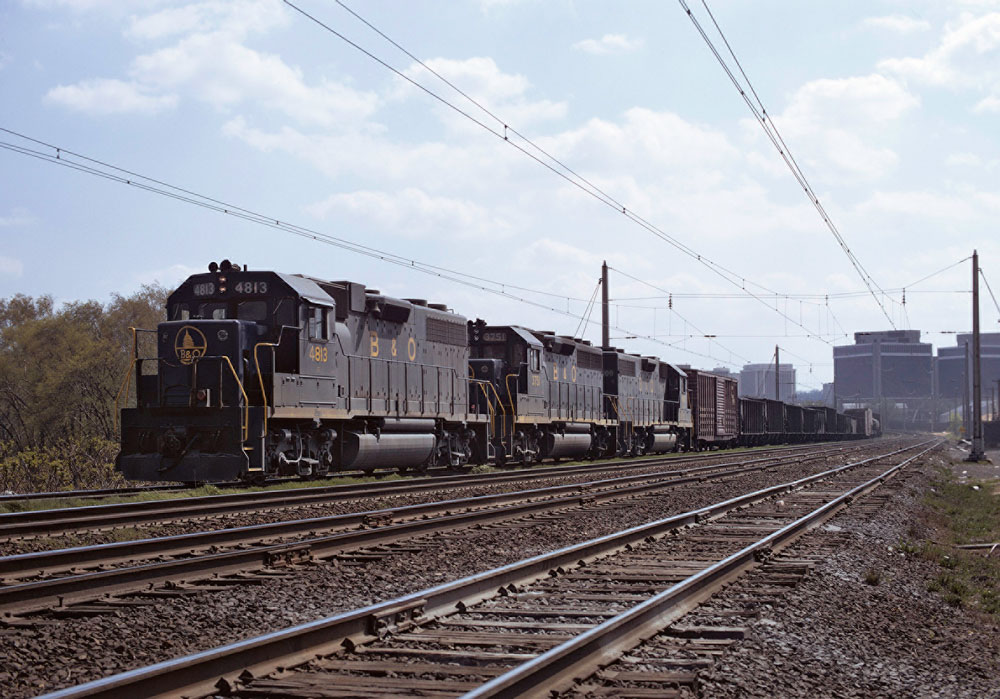Road-switcher diesel locomotives with freight train