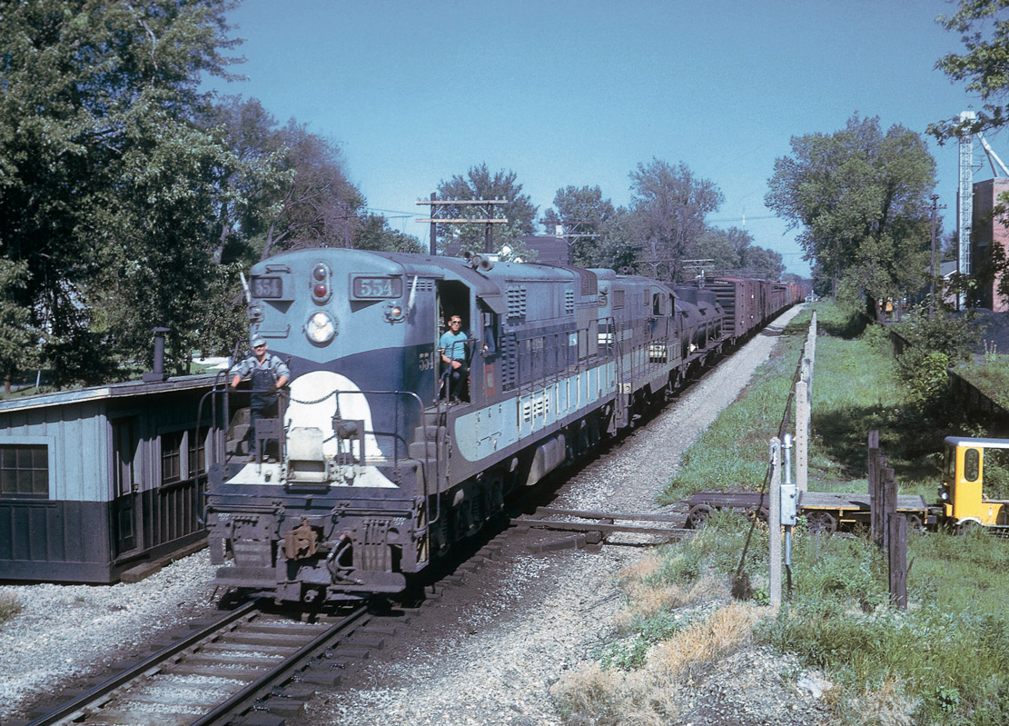 Road-switcher diesel locomotives with freight train