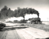 Two steam locomotives on freight train