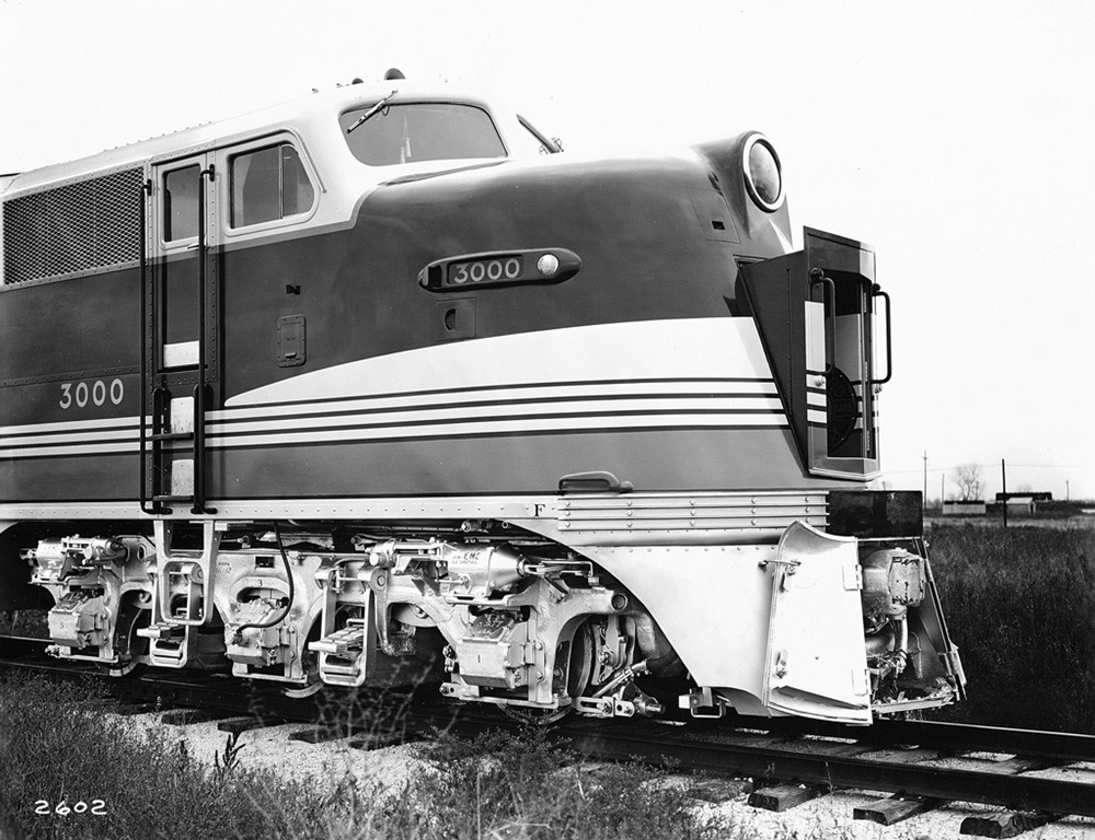 Nose of streamlined diesel locomotive