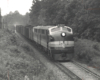 Streamlined diesel locomotives with freight train 