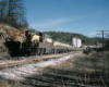 Road-switcher and streamlined diesel locomotives on freight train