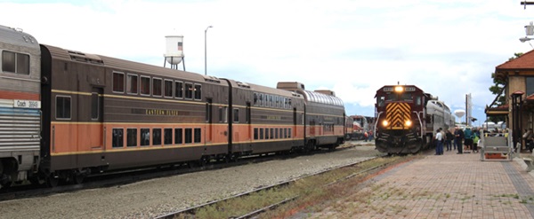 Train pulling up to the station