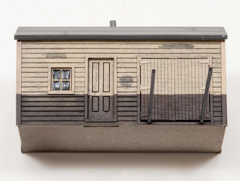 HO scale shed with window glazing made using Microscale Kristal Klear.