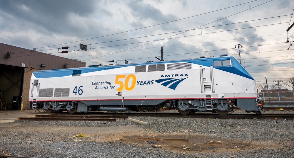 Amtrak anniversary locomotive