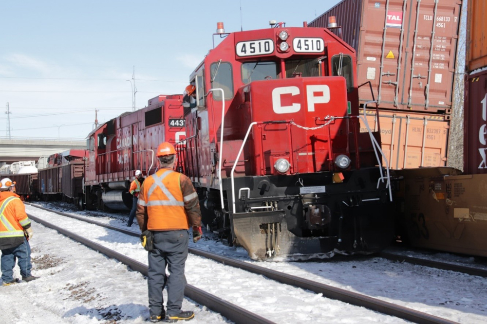 Locomotives off track after collision