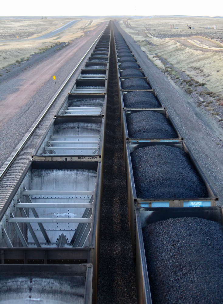 Two rows of coal hoppers