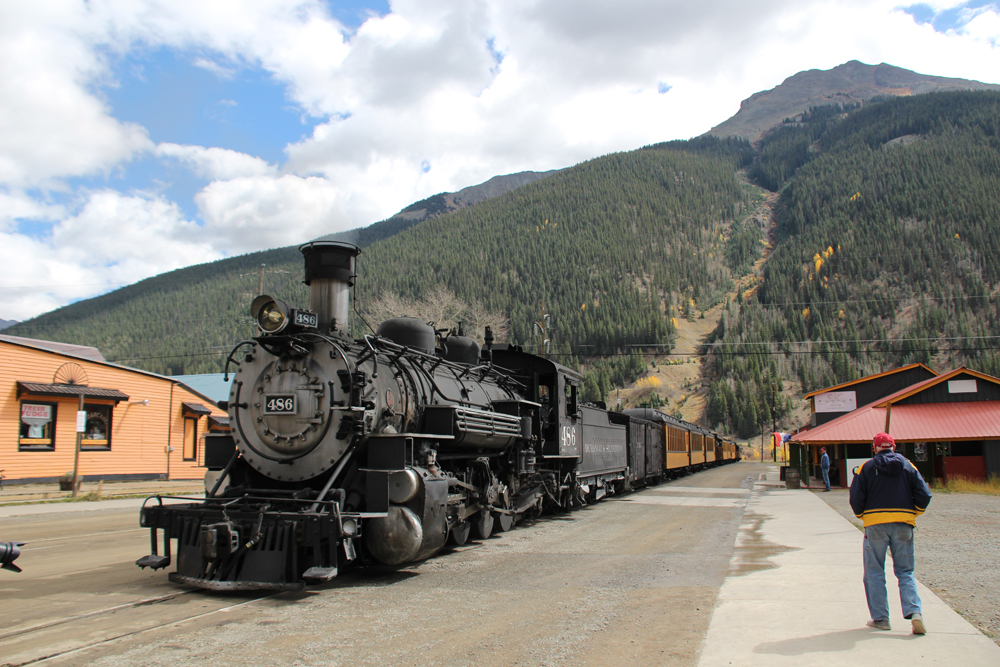 A Durango & Silverton train in Silverton, Colo., in October 2018. 