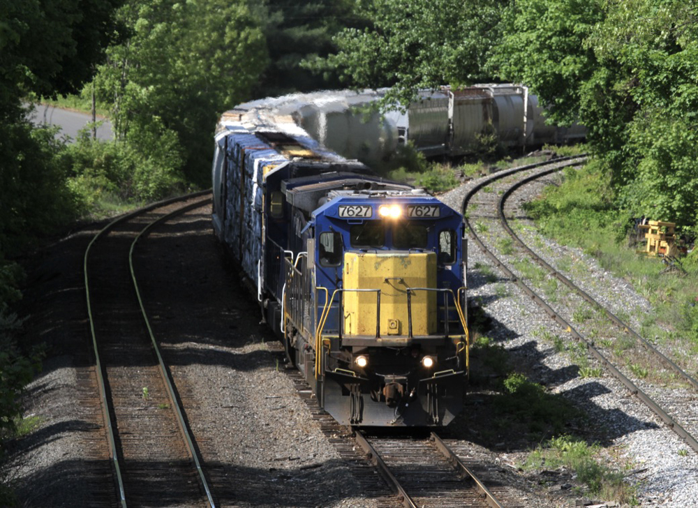 Train coming around curve