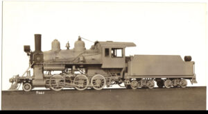 Baldwin builder’s photo of 2-6-0 from 1925, used on a photo specification card.