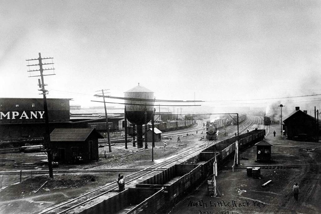 Elevated view of rail yard and service facilities