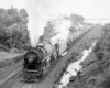 Steam locomotive with freight train