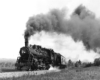 Steam locomotive with short passenger train