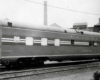 Streamlined passenger car broadside image.