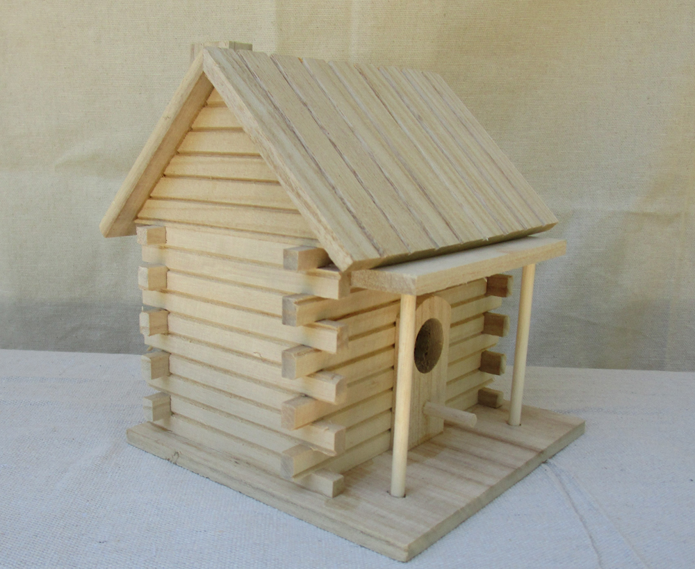 Unfinished wooden birdhouse from Michaels craft store
