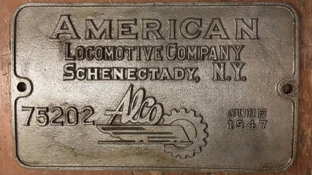 Alco steam locomotive builder's plate
