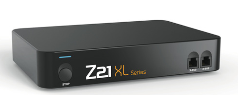 a black box with a button, ethernet ports, and the words z21 xl series