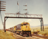 Three road-switcher diesel locomotives