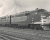 Three streamlined diesel locomotives