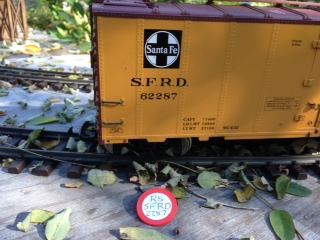 A refrigerator car with its industry "chip" on the Weona Railroad.