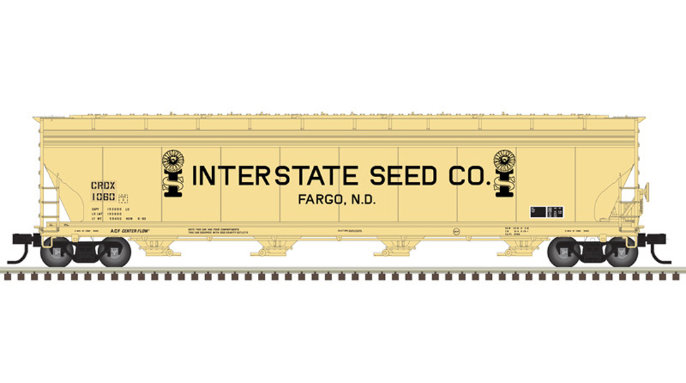 Interstate Seed Co. American Car & Foundry 5,701-cubic-foot capacity four-bay covered hopper.